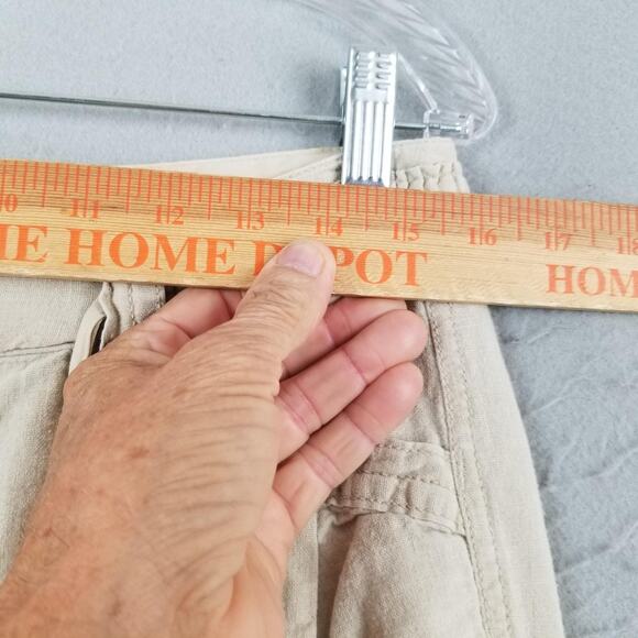 Old Navy Pants Womens 6 Khaki Linen Blend Cargo Wide Leg Drawstring Utility - Picture 9 of 14